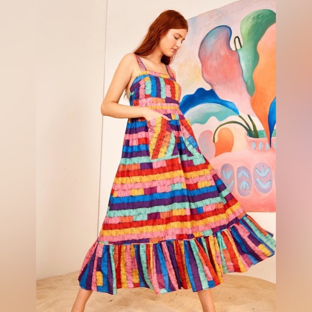 Farm Rio Soleil Embroidered Maxi Dress - Multicolor, S